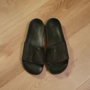 Prada Rubber Slides Black Sz 10 Mens Logo